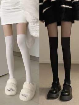 Women Spliced Mock Over‑Knee Pantyhose Comfortable High Elasticity Sexy Smooth Tights Transparent Leggings Ultra Thin Tights