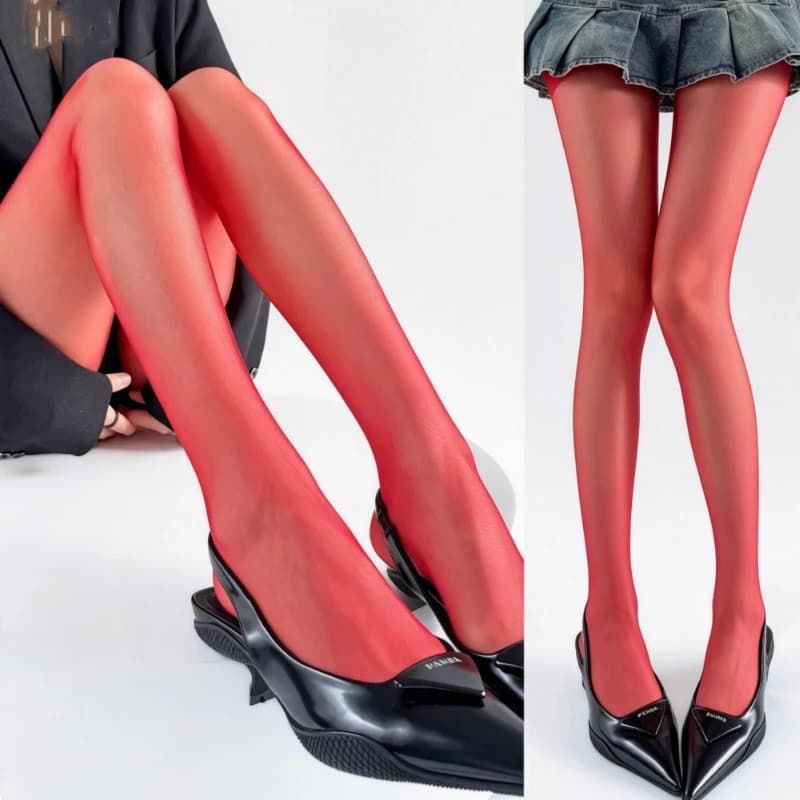 Red Sexy Tights Women Smooth Thin Slim Stocking High Waist Transparent Pantyhose High Elasticity One Piece Ultra Thin Stockings