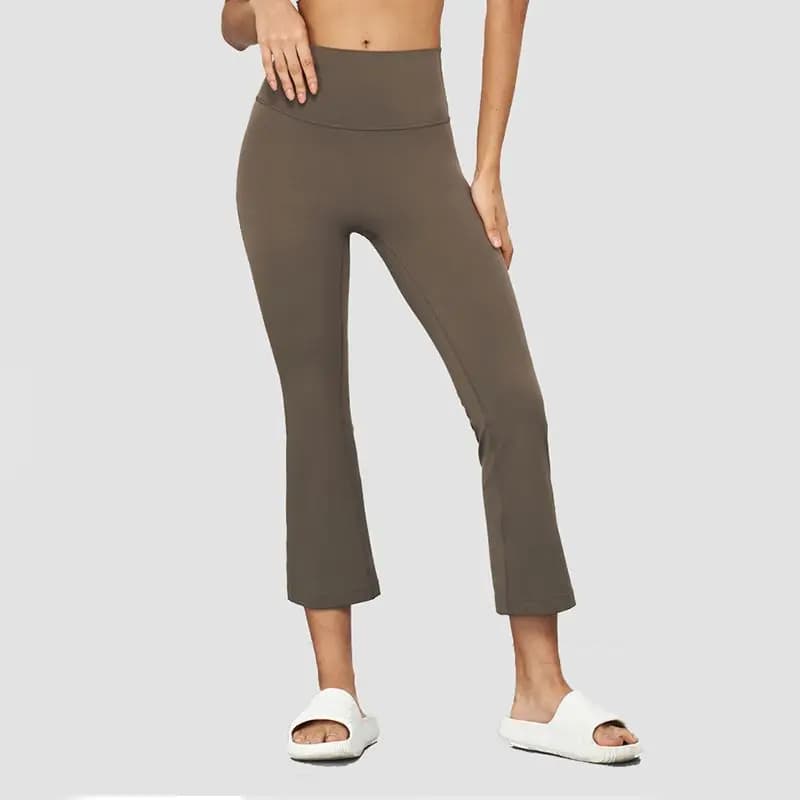 New Arrival High Elastic Casual Sports Micro Flare Pants Women Summer Running Seven Lengths High Waist Peach Butt Leggings