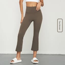 New Arrival High Elastic Casual Sports Micro Flare Pants Women Summer Running Seven Lengths High Waist Peach Butt Leggings