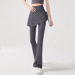 High Waist Yoga Pants Tight Fitness Pilates Anti-Light Bell Bottoms Fake Two-Piece Skirt Design Sporty Bottoms for Women