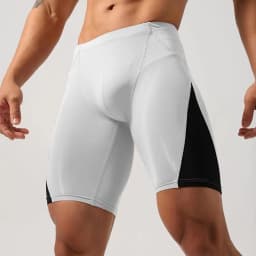 Men's Athletic Compression Shorts Polyester Spandex Piece mid Waist Yoga Fitness Sports Wear Short Length Pants