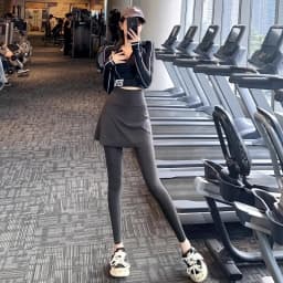High Waist Yoga Pants Women's Fitness Running Trousers Tightening Abdomen Pilates Long Sports Pants Nine Points Skirt Pants