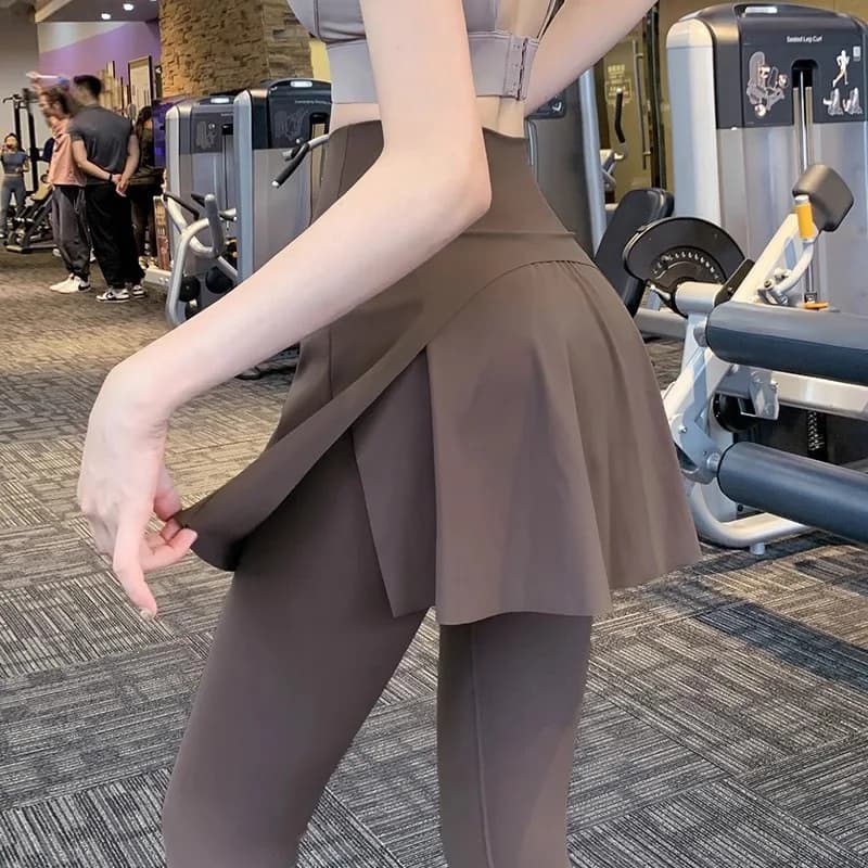 High Waist Yoga Pants Women's Fitness Running Trousers Tightening Abdomen Pilates Long Sports Pants Nine Points Skirt Pants