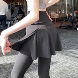 High Waist Yoga Pants Women's Fitness Running Trousers Tightening Abdomen Pilates Long Sports Pants Nine Points Skirt Pants