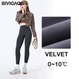 BIVIGAOS Fall Winter Multi Thickness Leggings Women High Waist Velvet Thick Sharkskin Warm Leggings Butt Lifter Fleece Leggings