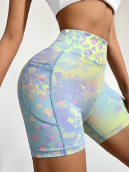 Summer Women's Dopamine Camouflage Leopard Print Shorts Sports Outdoor Riding Pocket Slim Yoga Shorts