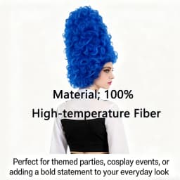 Anime Cos Blue Tall Tube Afro Wig Marge Simpson Same Style Beehive Hair High Temperature Fiber Wig For Halloween Party Role Play