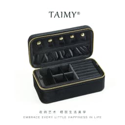 TAIMY Double Layer Jewelry Box Velvet Portable Jewelry Ring Necklace Bracelet Storage Box Custom Logo Jewellery Organizer Gifts
