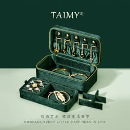 TAIMY Double Layer Jewelry Box Velvet Portable Jewelry Ring Necklace Bracelet Storage Box Custom Logo Jewellery Organizer Gifts