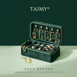 TAIMY Double Layer Jewelry Box Velvet Portable Jewelry Ring Necklace Bracelet Storage Box Custom Logo Jewellery Organizer Gifts