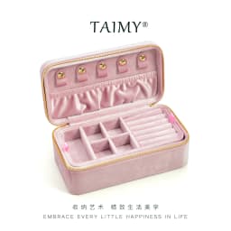 TAIMY Double Layer Jewelry Box Velvet Portable Jewelry Ring Necklace Bracelet Storage Box Custom Logo Jewellery Organizer Gifts