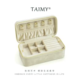 TAIMY Double Layer Jewelry Box Velvet Portable Jewelry Ring Necklace Bracelet Storage Box Custom Logo Jewellery Organizer Gifts
