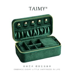 TAIMY Double Layer Jewelry Box Velvet Portable Jewelry Ring Necklace Bracelet Storage Box Custom Logo Jewellery Organizer Gifts