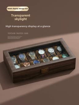 Luxury Wooden Grain Leather Watch Case High-Capacity Storage Multi-Watch Jewelry Organizer for Home