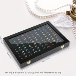 100 groove ring box box box box display box, ring holder storage box for jewelry display with glass cover