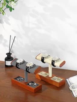 Oirlv Wooden Jewelry Organizer Watch Display Stand Necklace Bracelet Rings Storage Rack Jewelry T-bar Holder Showcase Props