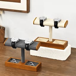 Oirlv Wooden Jewelry Organizer Watch Display Stand Necklace Bracelet Rings Storage Rack Jewelry T-bar Holder Showcase Props