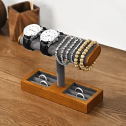 Oirlv Wooden Jewelry Organizer Watch Display Stand Necklace Bracelet Rings Storage Rack Jewelry T-bar Holder Showcase Props