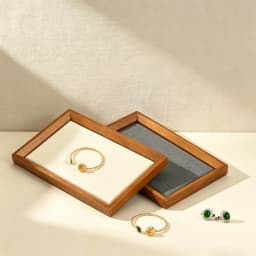 Oirlv Solid Wood/PU Leather Jewelry Display Tray Stackable Necklace Bracelet Ring Watch Drawer Organizer Showcase Jewelry Holder