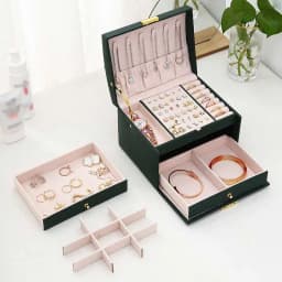 Three Drawer Handheld Jewellery Box Earring Ring Necklace Storage Box PU Leather Jewellery Display Box With Security Key Lock