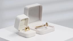 WoodTen Velvet Ring Jewelry Box Beige Earring Box Necklace Bracelet Storage Case Jewelry Organizer Jewelry Gift Box for Wedding