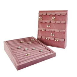 Pink Velvet Jewelry Exhibition Display Props Storage of Jewelry Bevel Ring Earring Display Tray Jewelry Ear Stud Storage Organiz