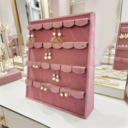 Pink Velvet Jewelry Exhibition Display Props Storage of Jewelry Bevel Ring Earring Display Tray Jewelry Ear Stud Storage Organiz