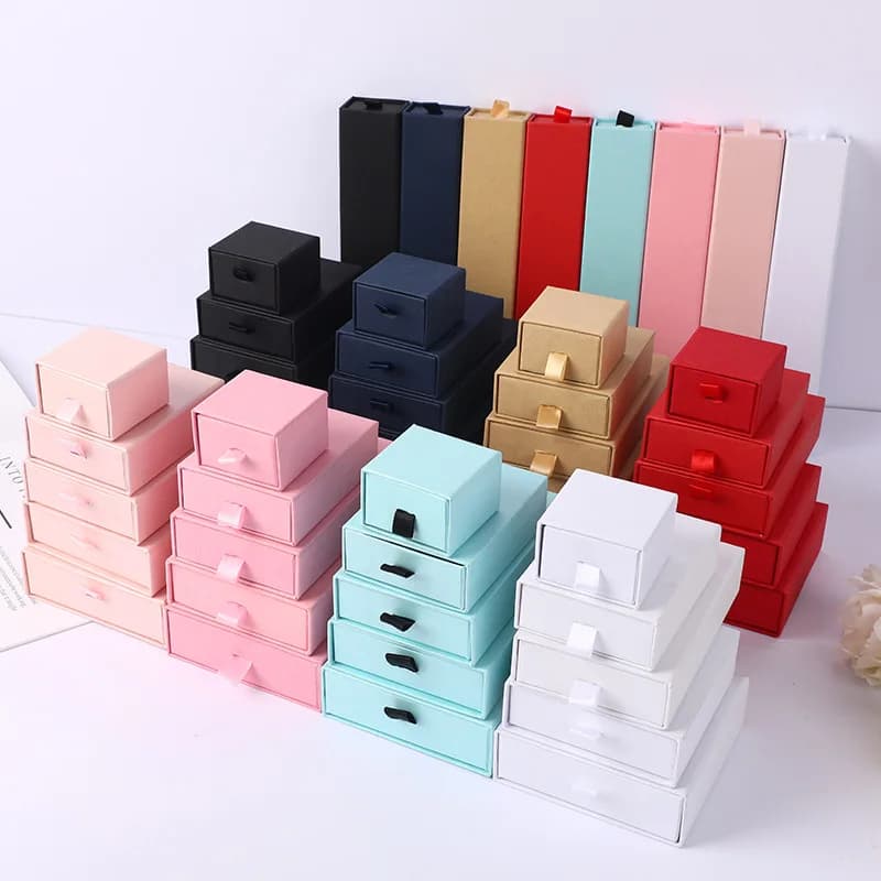 12pcs Drawer Jewelry Box Ring Necklace Box Black Earring Bracelet Jewelry Organizer Packing Display Jewelry Boxes and Packaging