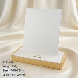 Right Grand Fiberboard Leather Display Stand for 14G 16G Nipple Belly Button Ring Daith Hoop Nose Clicker Ear Piercing Jewelry