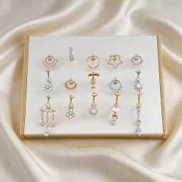Right Grand Fiberboard Leather Display Stand for 14G 16G Nipple Belly Button Ring Daith Hoop Nose Clicker Ear Piercing Jewelry