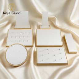 Right Grand Fiberboard Leather Display Stand for 14G 16G Nipple Belly Button Ring Daith Hoop Nose Clicker Ear Piercing Jewelry