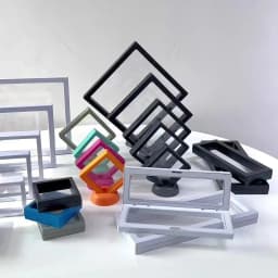 PE Film Colorful Jewelry Storage Box 3D Packaging Case Gemstone Free Stand Floating Frame Membrane Ring Earring Necklace Display