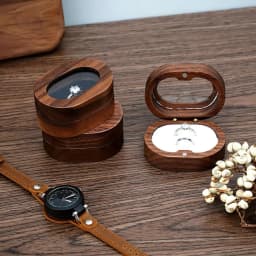 Oval Wooden Jewelry Box Ladies Lover Ring Display Box Engagement Wedding Couples Ring Storage Holder Love Gift Bead Case