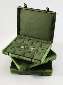 Yinbeini Velvet Jewelry Storage Case Ring Earring Pendant Display Organizer Large Space Packing Box for Collection XB006