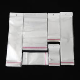 100pcs Transparent Self Adhesive Plastic Storage Bag OPP Poly Pack Bag With Hang Hole Retail Packaging Pouches Beads Jewelry Bag