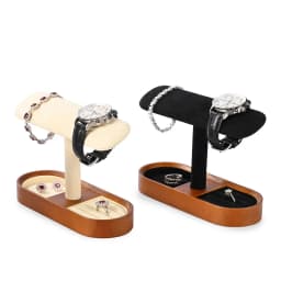 Oirlv Wooden Jewelry Organizer Watch Display Stand Necklace Bracelet Rings Storage Rack Jewelry T-bar Holder Showcase Props