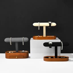 Oirlv Wooden Jewelry Organizer Watch Display Stand Necklace Bracelet Rings Storage Rack Jewelry T-bar Holder Showcase Props