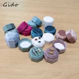 Velvet Ring Box Round Octagonal Ring Box Manufacturers Wholesale Box Proposal Three Rings Box Can Print Logo