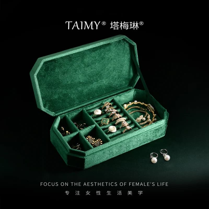 TAIMY Travel Velvet Jewelry Box Portable Ring Necklace Bracelet Storage Box Custom Logo Jewelry Case Jewellery Organizer