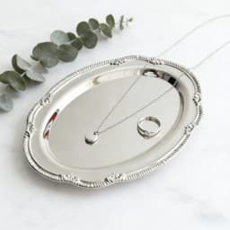 Vintage Embossed Silver Jewelry Tray Serving Platter for Necklace Earrings Rings Storage Organizer Table Decoration for Women