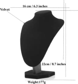 3pcs Black Velvet Jewelry Show Stand Medium Size Mannequin Bust Necklace Holder Chain Display for Home Organisation