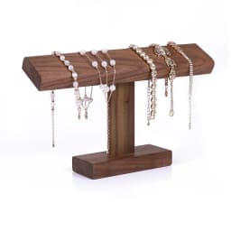 Wooden New T-Bar Vintage Walnut Bracelet Chain Watch Rack Jewelry Organizer Hard Display Stand Holder Size