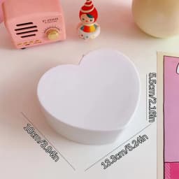 Girls Heart Jewelry Storage Box With Mirror Pink White Plastic Bracelets Hair Band Organizer Girl's Drawer Desk Jewelry Display