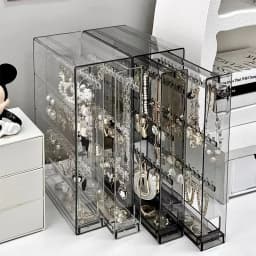 Transparent Jewelry Organizer Box Vertical Pulling Jewelry Box Dustproof Display Stand High-capacity Storage Hanging Accessories