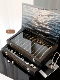 Stylish Black Jewelry Storage Box for Earrings, Necklaces, Rings, Bracelets and Other Accessories with Transparent Glass Cover