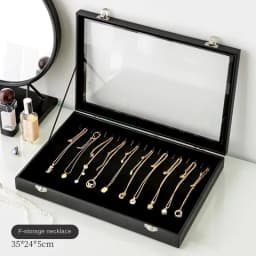 Stylish Black Jewelry Storage Box for Earrings, Necklaces, Rings, Bracelets and Other Accessories with Transparent Glass Cover