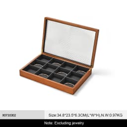 WoodTen 12/24 Grid Wooden Jewelry Box Ring Necklace Bracelet Display Case Jewelry Storage Box Jewelry Organizer Case For Women