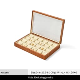 WoodTen 12/24 Grid Wooden Jewelry Box Ring Necklace Bracelet Display Case Jewelry Storage Box Jewelry Organizer Case For Women
