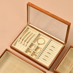 WoodTen 12/24 Grid Wooden Jewelry Box Ring Necklace Bracelet Display Case Jewelry Storage Box Jewelry Organizer Case For Women